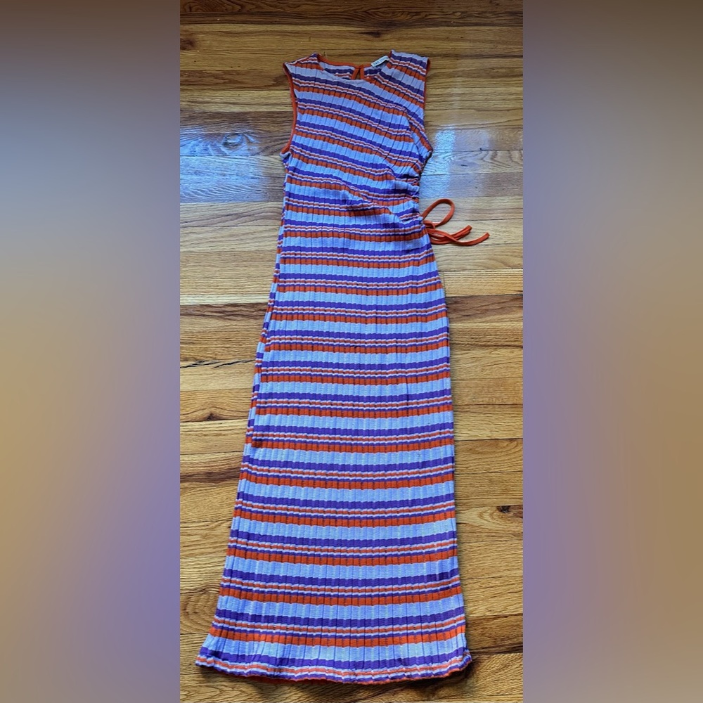 Zara Purple and Orange Striped Maxi dress